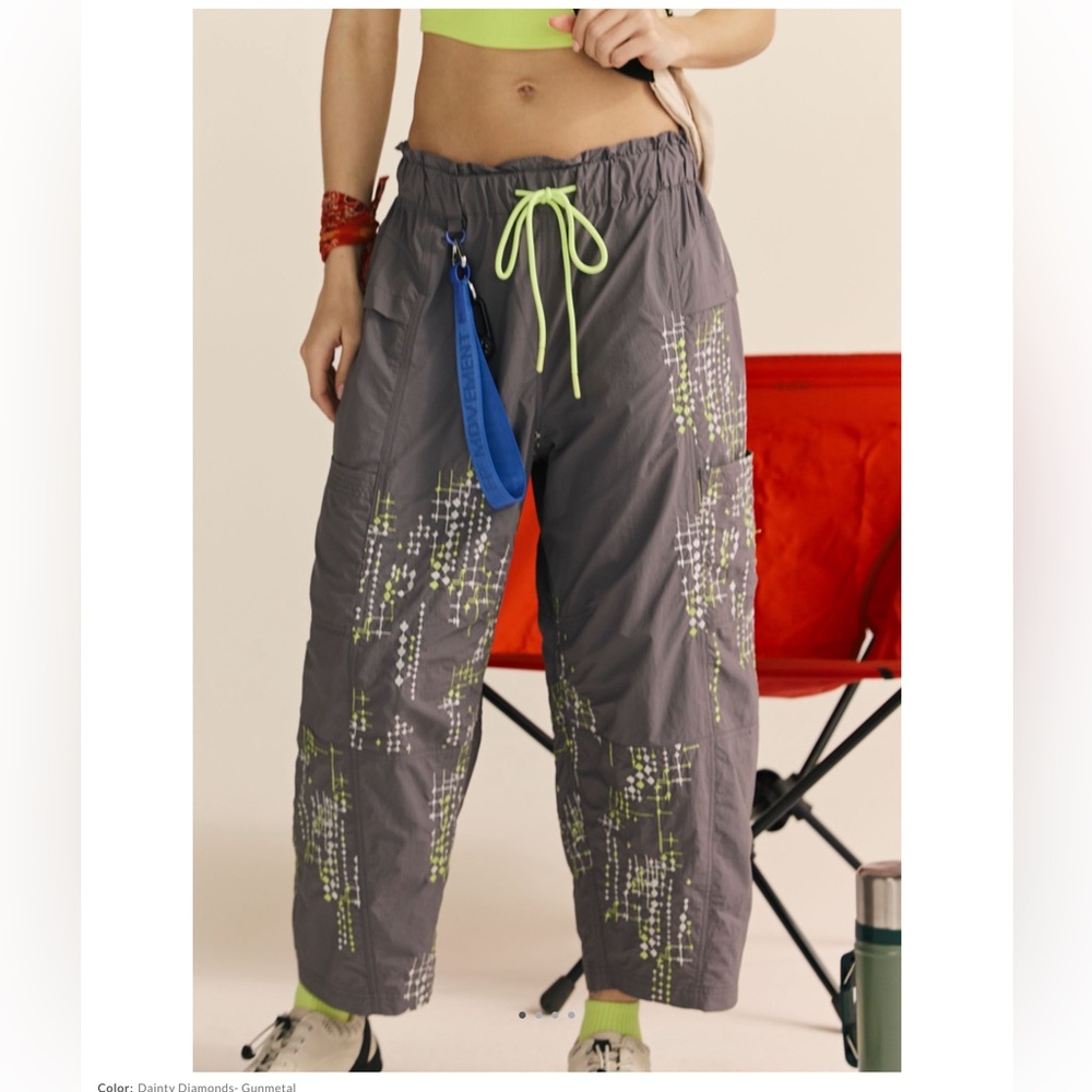 NWT FP MOVEMENT BY. FREE PEOPLE IN THE WILD EMBROIDERED PANTS. - Picture 3 of 5